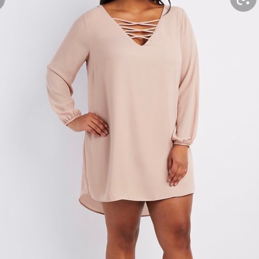 Charlotte Russe Lattice Shift Dress in Gray
